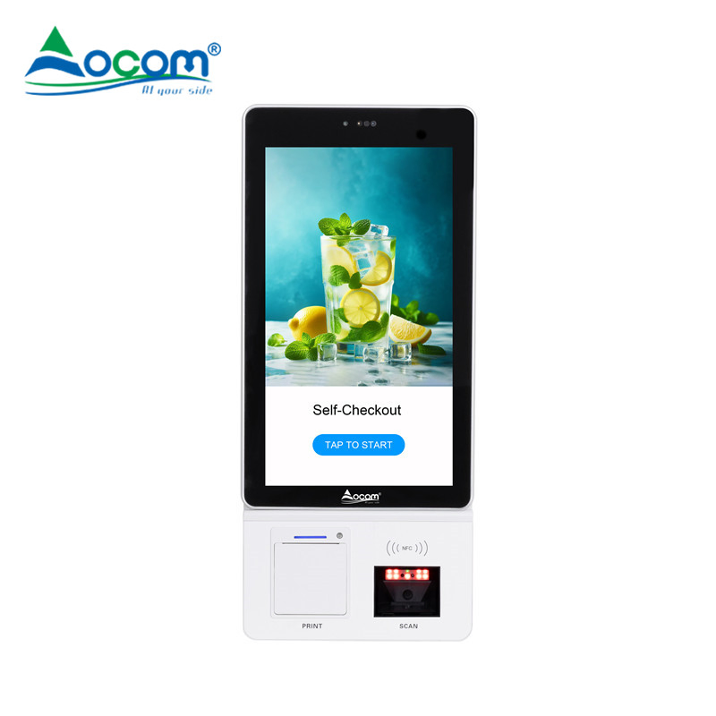 Ocom POS-K004 21.5 Inch Self-Service POS System Android Windows Touch Screen Kiosk with 80mm Thermal Printer Scanner