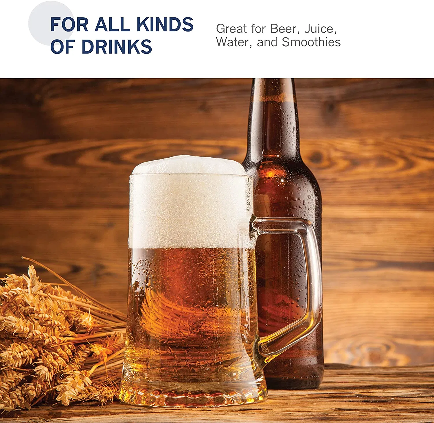 17 Oz Solid Heavy Large Glass Steins Beer Glasses with Handle for Breckenridge Brewery Buffalo Bill's Brewery Bunker Hill Breweries