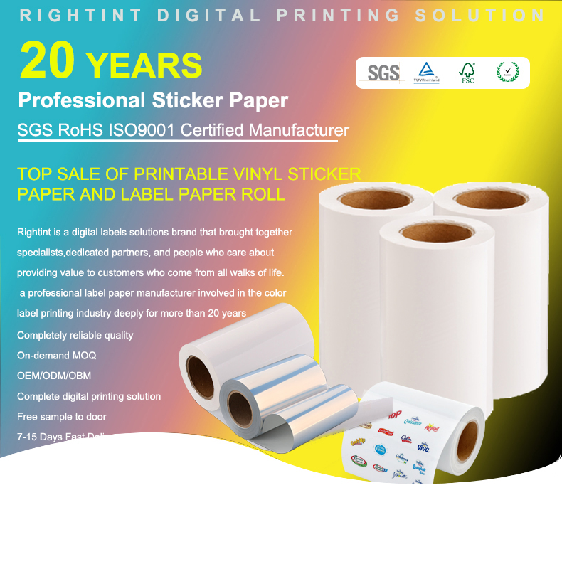 Rightint Carton OEM Shanghai Labels Release White Glassine Paper Transparent Pet Hot