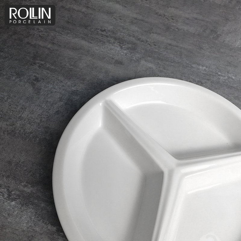 Mutil-Specification Porcelain Plate 3 in 1 Round Divided Plate