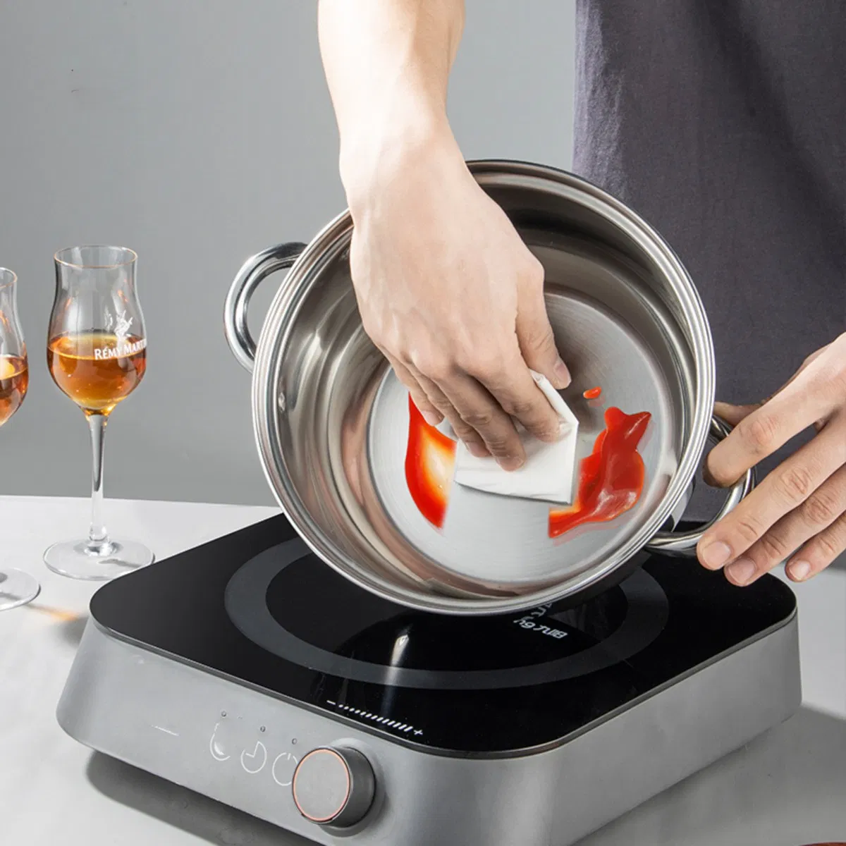 Stainless Steel Pot Set Cuisine Visible Glass Lids Food Cookware Sets