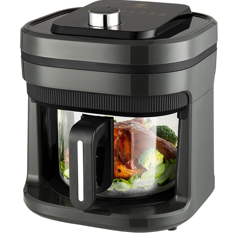Home Appliances Black Oil-Free Smart Touch Screen Toaster 4L Glass Air Fryer with Visualization