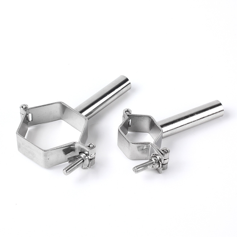 Sanitary Stainless Steel Single Pin Hexagon Pipe Holder/Support with Handle