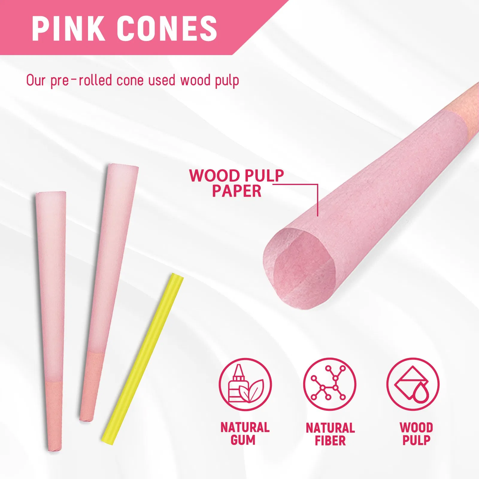 Raw Rolling Paper Kingsize Pink Rolling Paper Cone 50/100/200PCS/Jar Pre Rolled