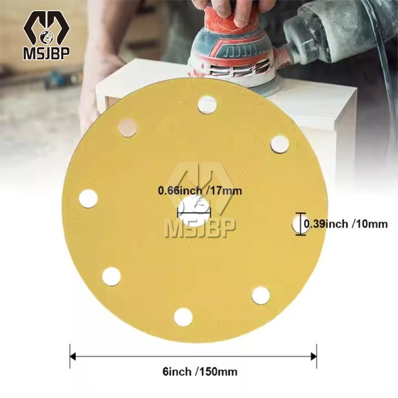Шлифовальный диск 5 дюймов, 9 отверстий, желтый