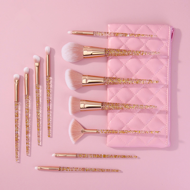 Private Label Bling Make up Brushes High Quality Synthetic Shiny Crystal Glitter Diamond Custom Logo Makeup Brush Set