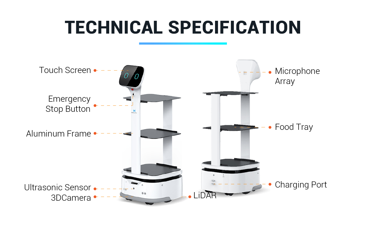 Multi-Tray Food Delivery for Restaurants, Ensuring Stable&Efficient Meal Transport to Tables Food Delivery Robot