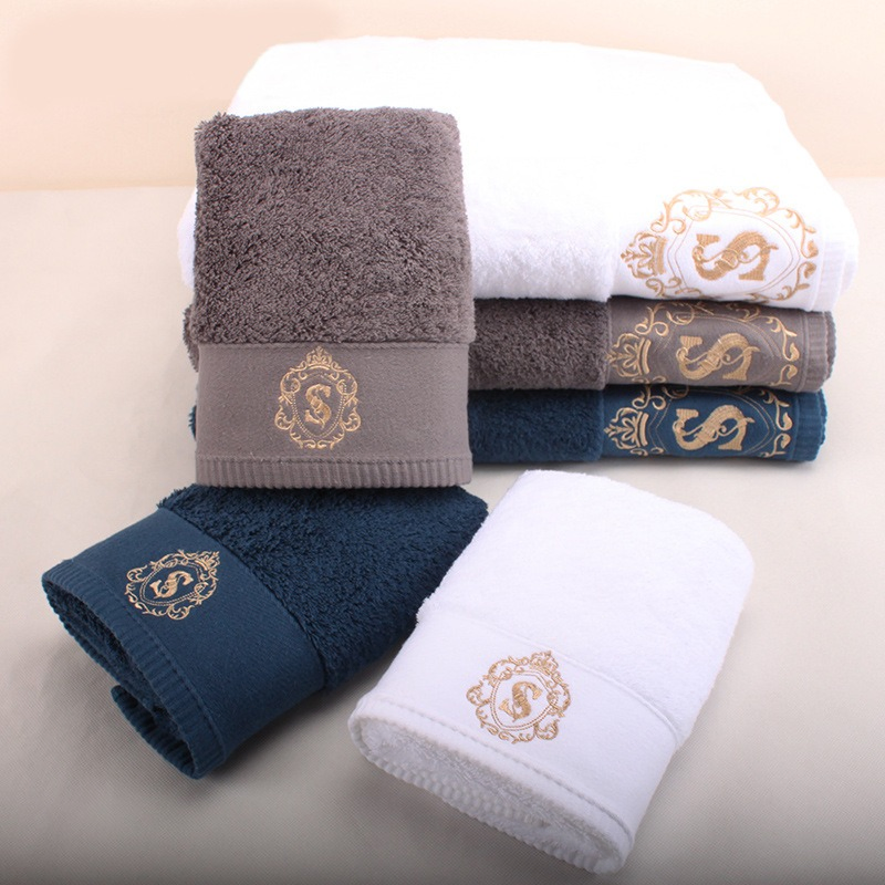 Embroidery Logo Hotel Home Use Adult Cotton Thicken Microfiber Face Towel 78*40