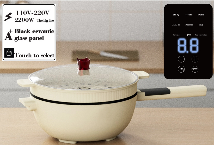 Non-Stick Electric Frying Pan with Steamer Electric Frying Pan Multifunctional Electric Egg Frying Pan