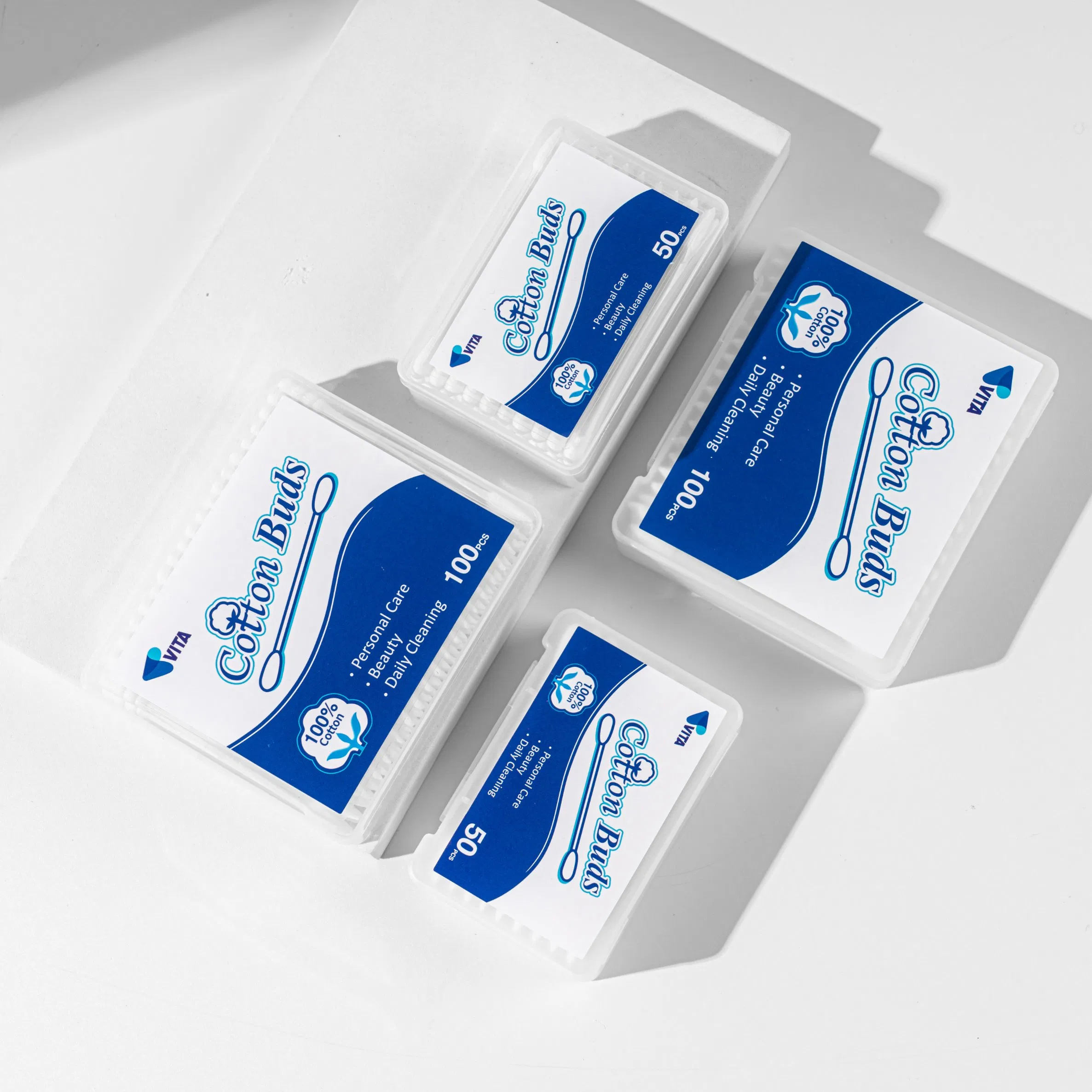 Premium Square Box of 100 Makeup Cotton Swabs for Beauty Care