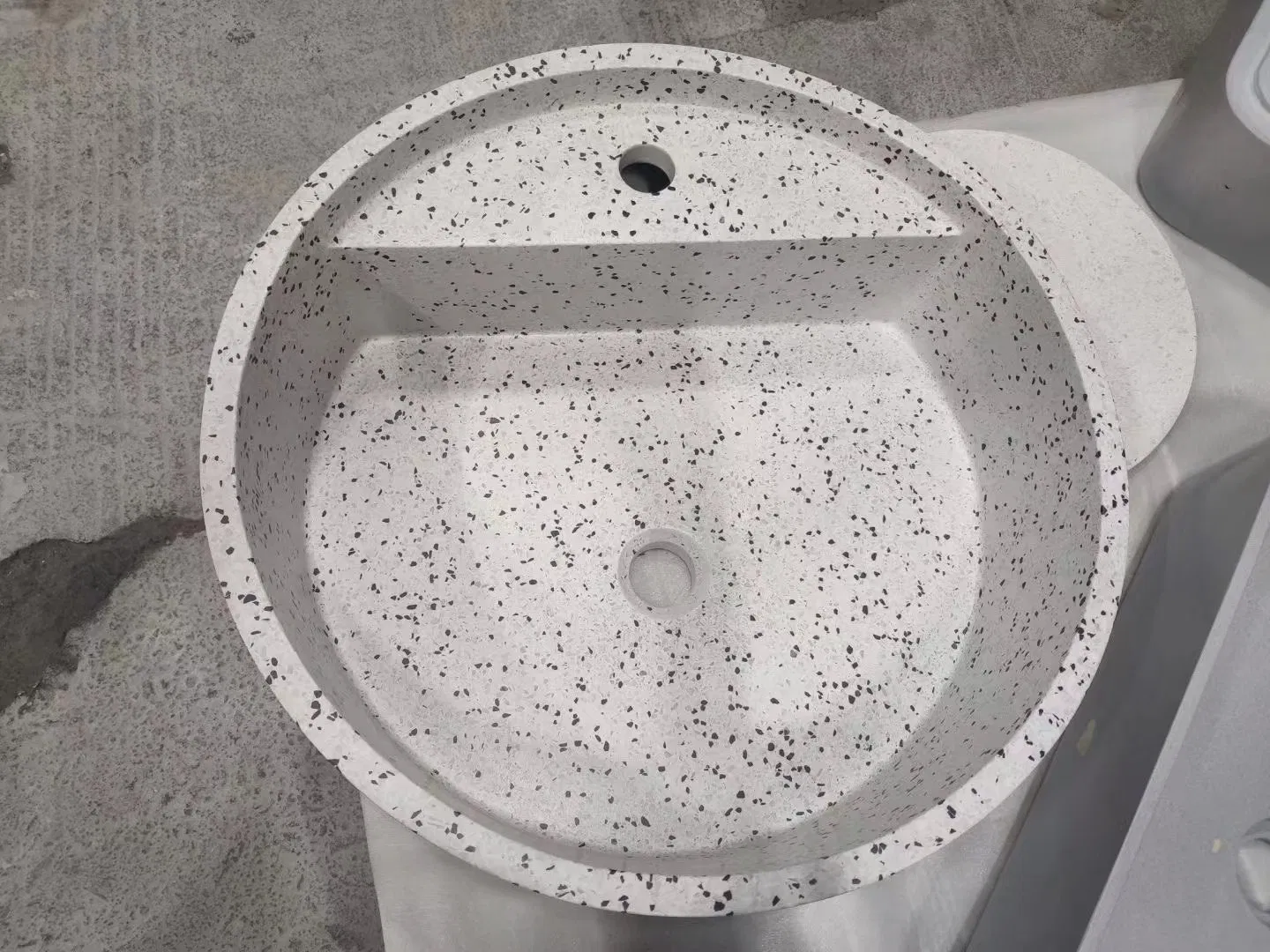 Round Shape Counter Above Mounted Colorful Decorative Bathroom Basin Terrazzo Wash Basin