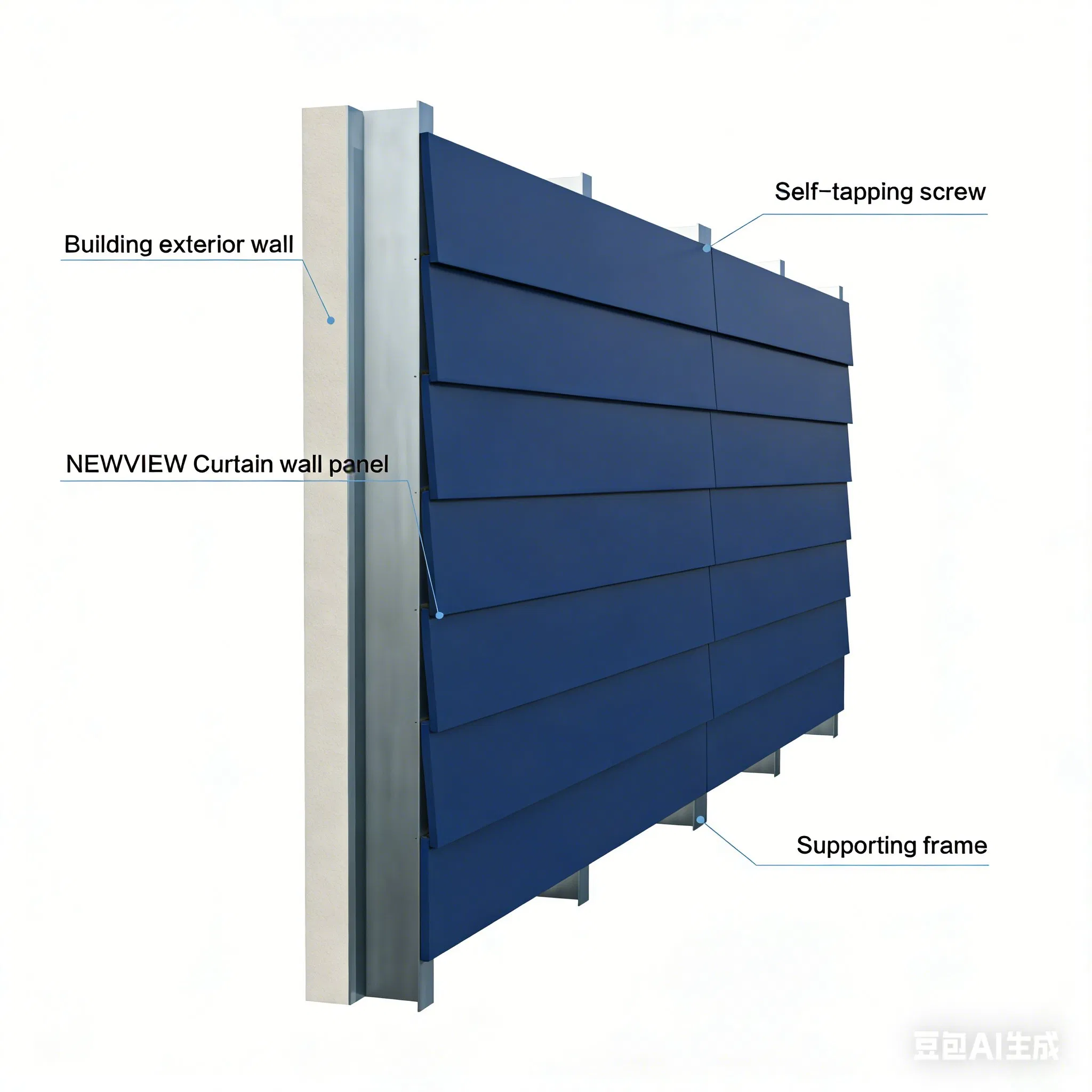 Overlapping Screw-Fix Curtain Wall Custom Cement Board