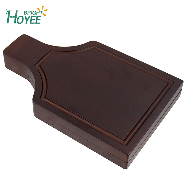 Classic Rubber Wood Printing Cheese Cutting Board with Grooves Handles and Knives
