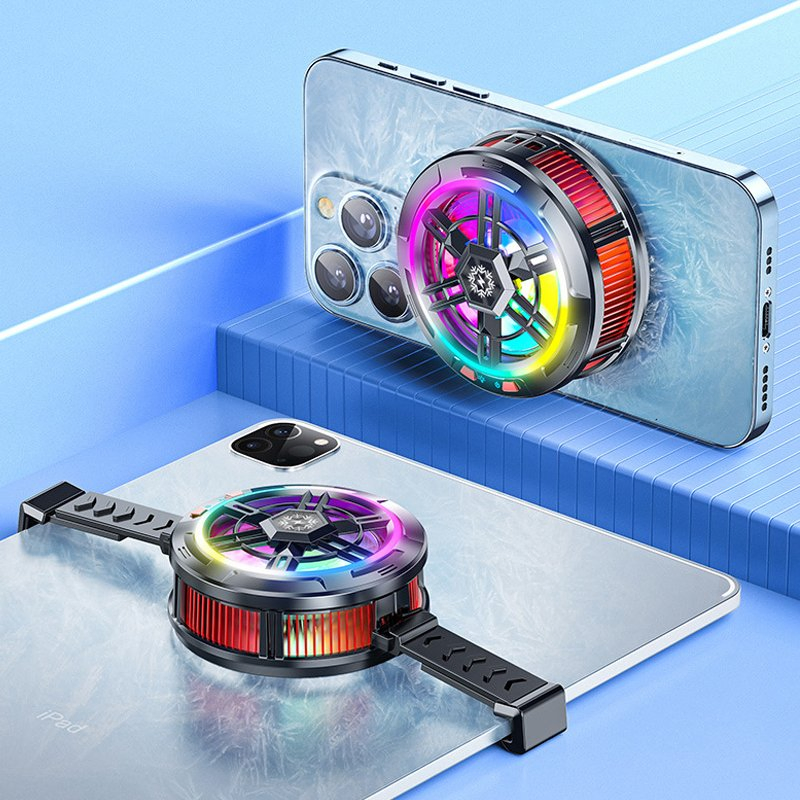 High-Efficiency Gaming Phone Cooler Colorful RGB Effects Quiet Cooling Fan for Mobile Phones