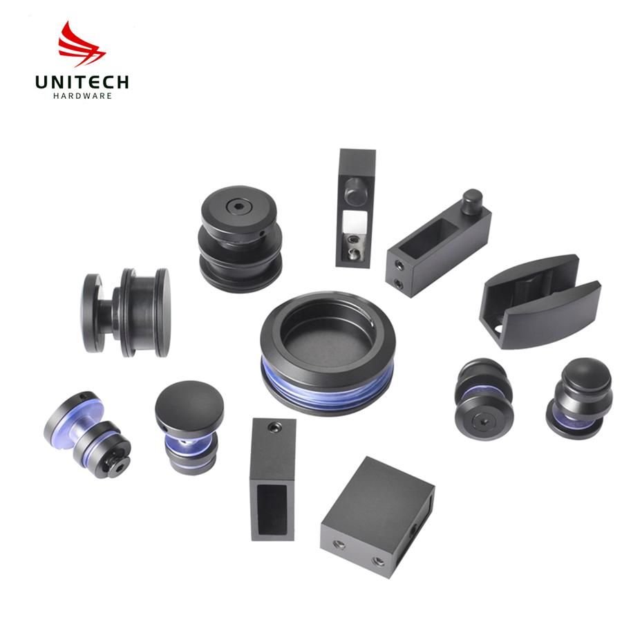 Black Color Shower Glass Sliding Door Roller and Fitting System with Track
