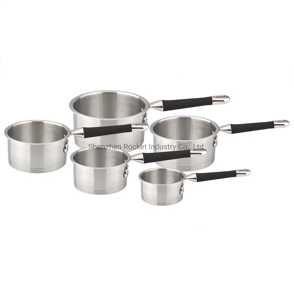 5PCS Straight Body Kitchenware Mini Stainless Steel Cookware Cute Milk Pot Sauce Pan Set
