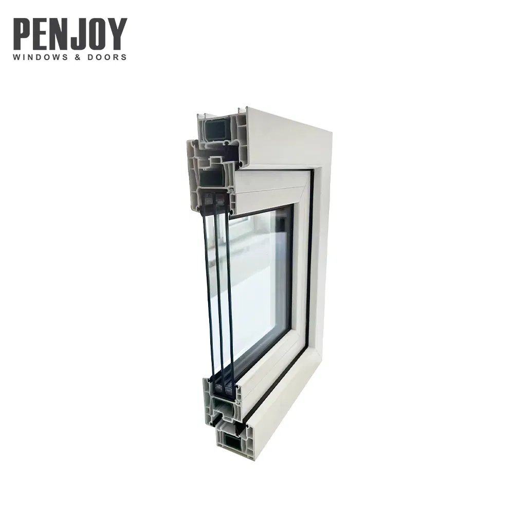 White Simple Style Plastic-Steel / UPVC Casement Windows with Hollow Transparent Tempered Glass Are Suitable for Houses.
