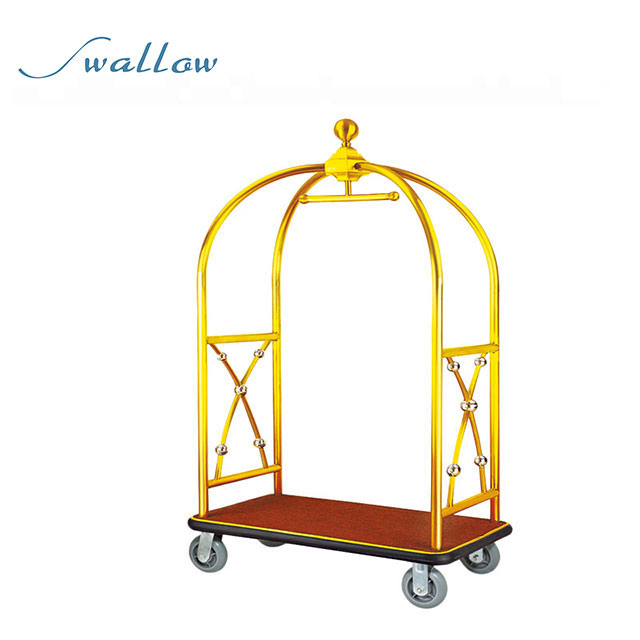 Metal Bell Boy Luggage Trolley for Hotel, Metal Bellhop Cart