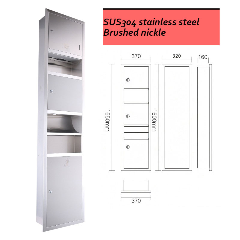 Stainless Steel Unit Electronic Hand Dryer Paper Towel Dispenser and Waste Receptacle 3-in-1 Multi Purpose Cabinets Combo