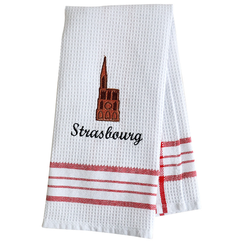 Nordic Style 100% Cotton Waffle 40*60cm Embroidery Dish Cloth Gift Kitchen Towel
