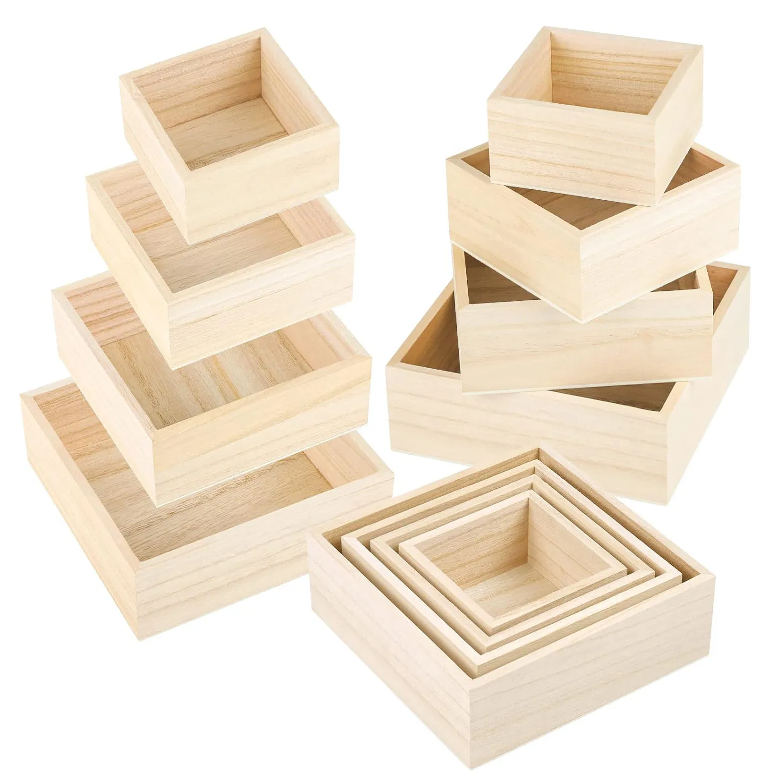 Wooden Storage Box for Succulent Plants and Home Decor