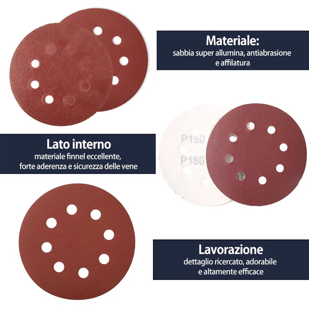 Шлифовальная насадка 8 отверстий, круглая, 180мм