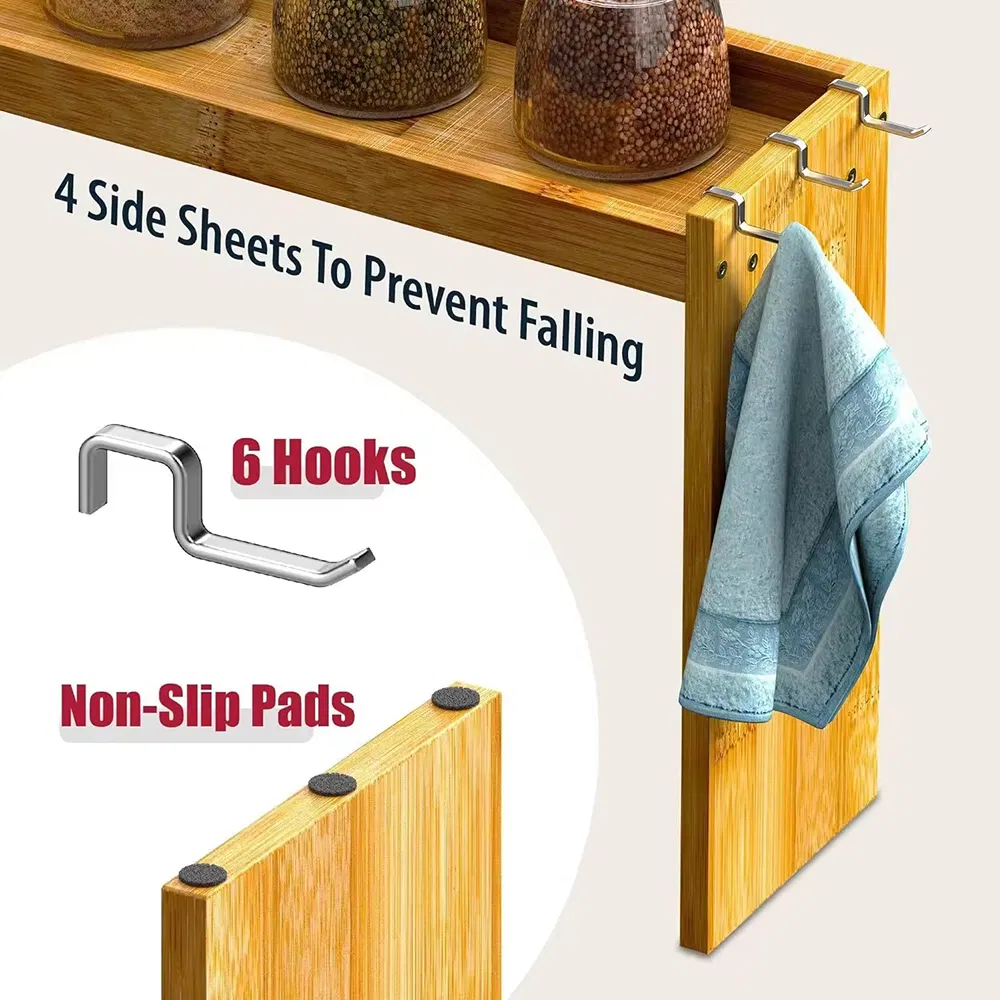 Hot Selling Bamboo Stove Shelf for Kitchen Extra Storage Spice Rack