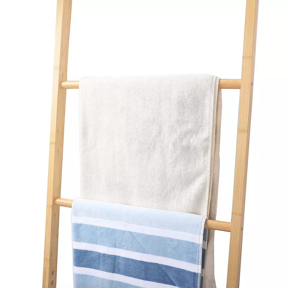 Custom 6 Tier Bamboo Wooden Bathroom Storage Towel Shelf Rack