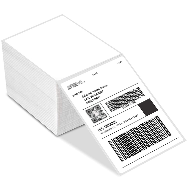 Logistics Thermal Paper White Label Fan Fold 4X6 Shipping Label