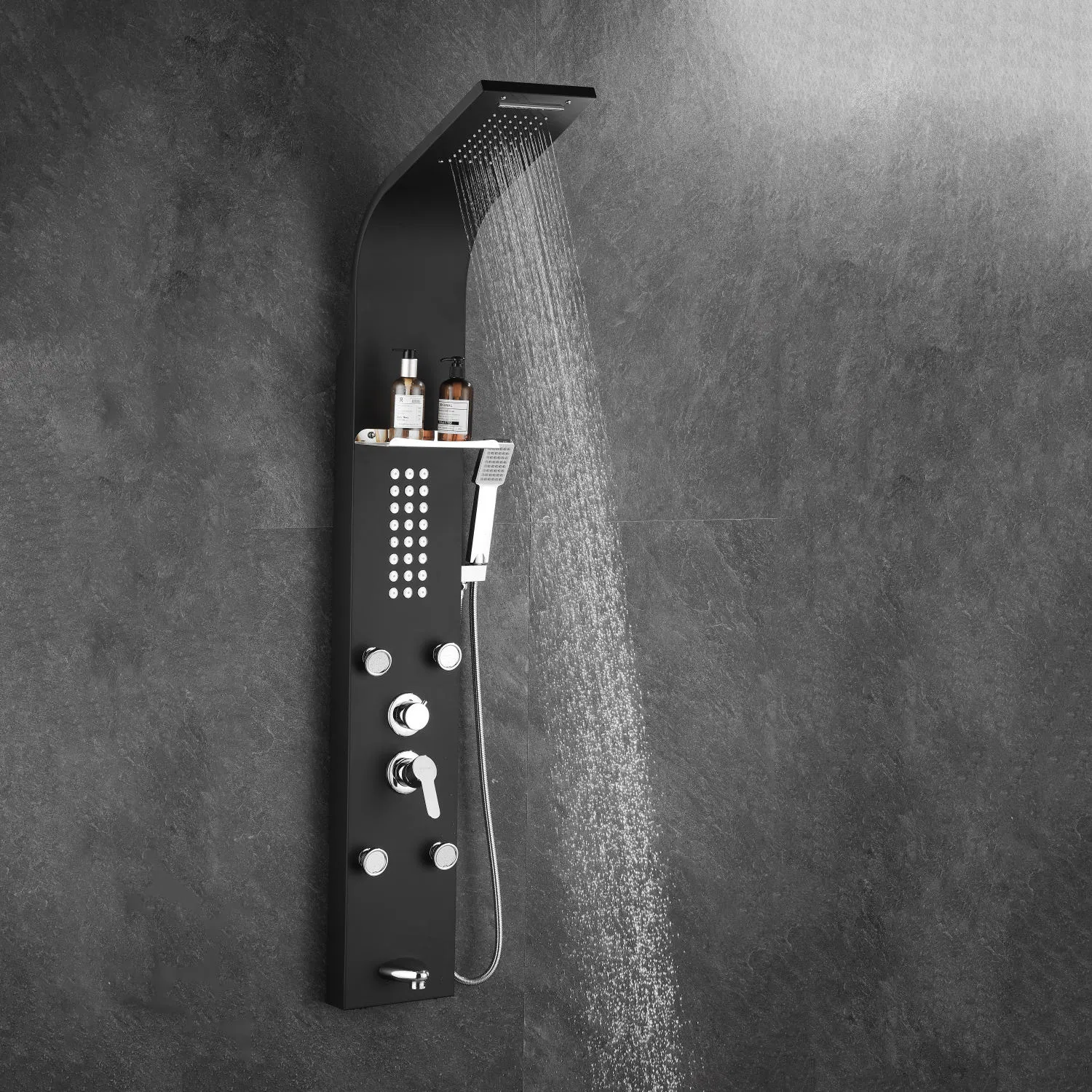 Luxury Home Black Color Massage Shower Panel