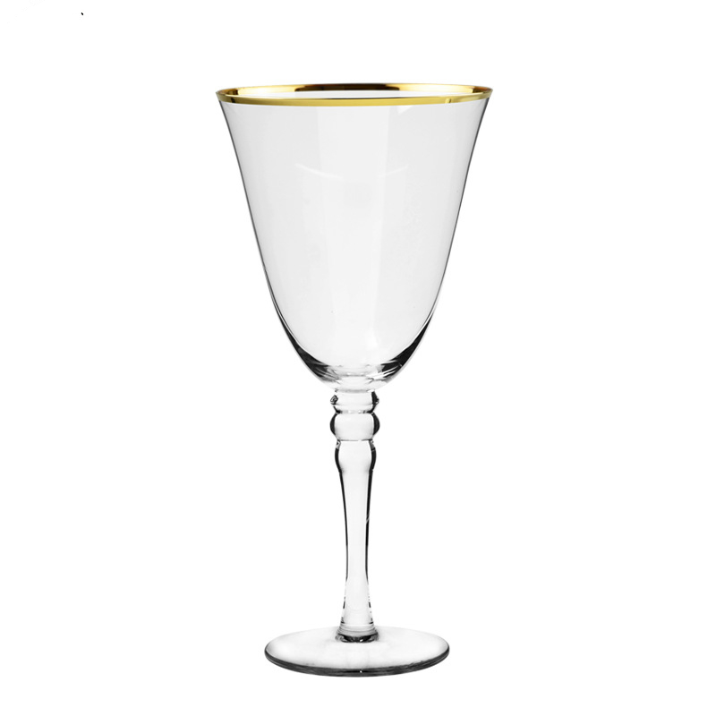 Luxury Stemmed Glass with Unique Dual Bead Embellishment and Gold-Colored Border