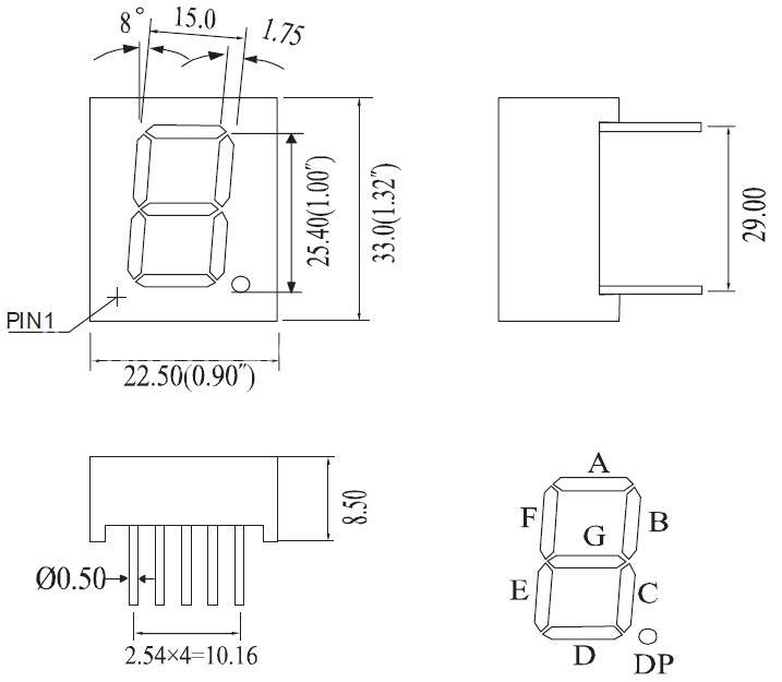 1 Inch Single Digit 7 Segment LED Display with Right Dp with RoHS From Expert Manufacturer
