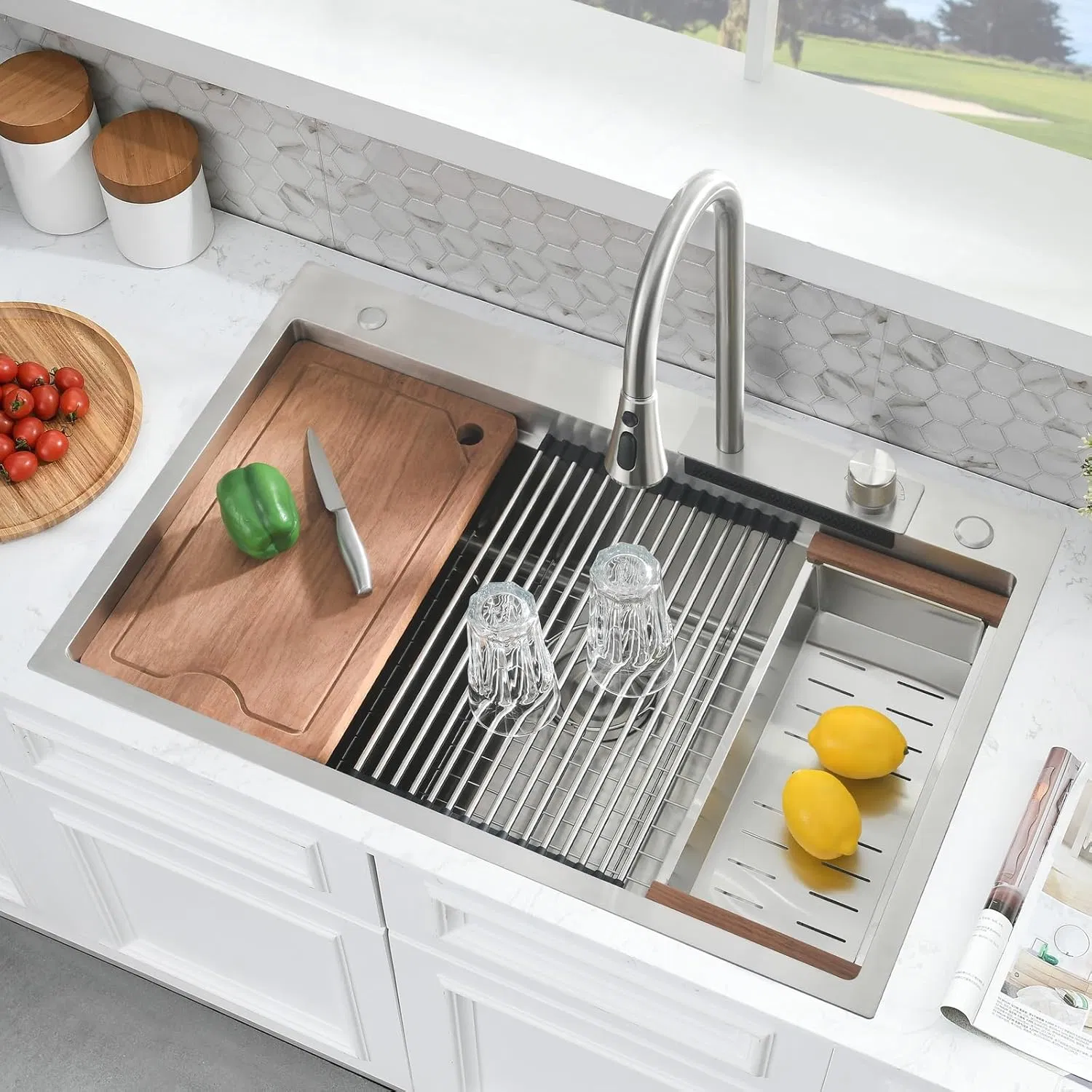 Durable Stainless Steel Sink Easy Care Stylish Practical Space-Saving Modern Kitchen