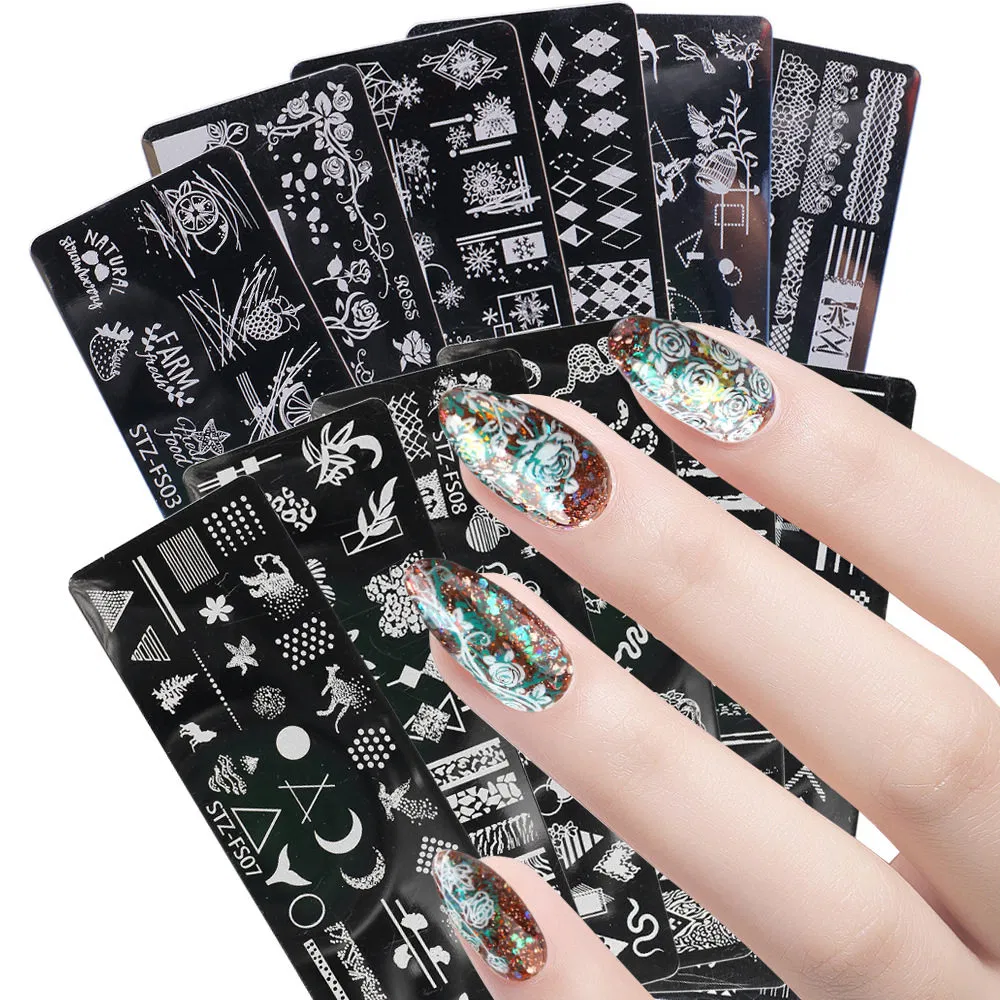 Nail Stamping Plates Rectangle Nail Art Stamp Image Template Stencils