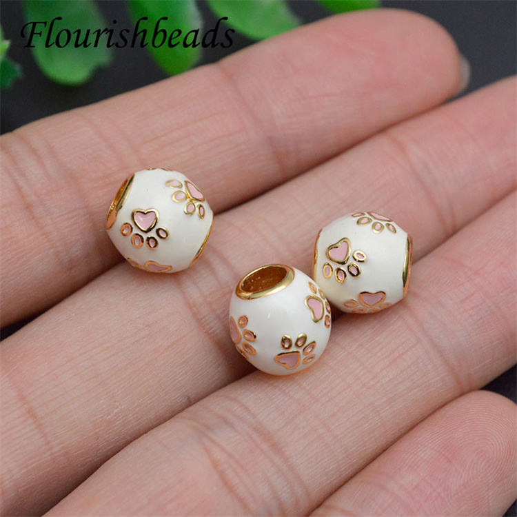 Supplies Gold Plating White Enamel Claw Shape Tube Spacer Beads for Bracelet