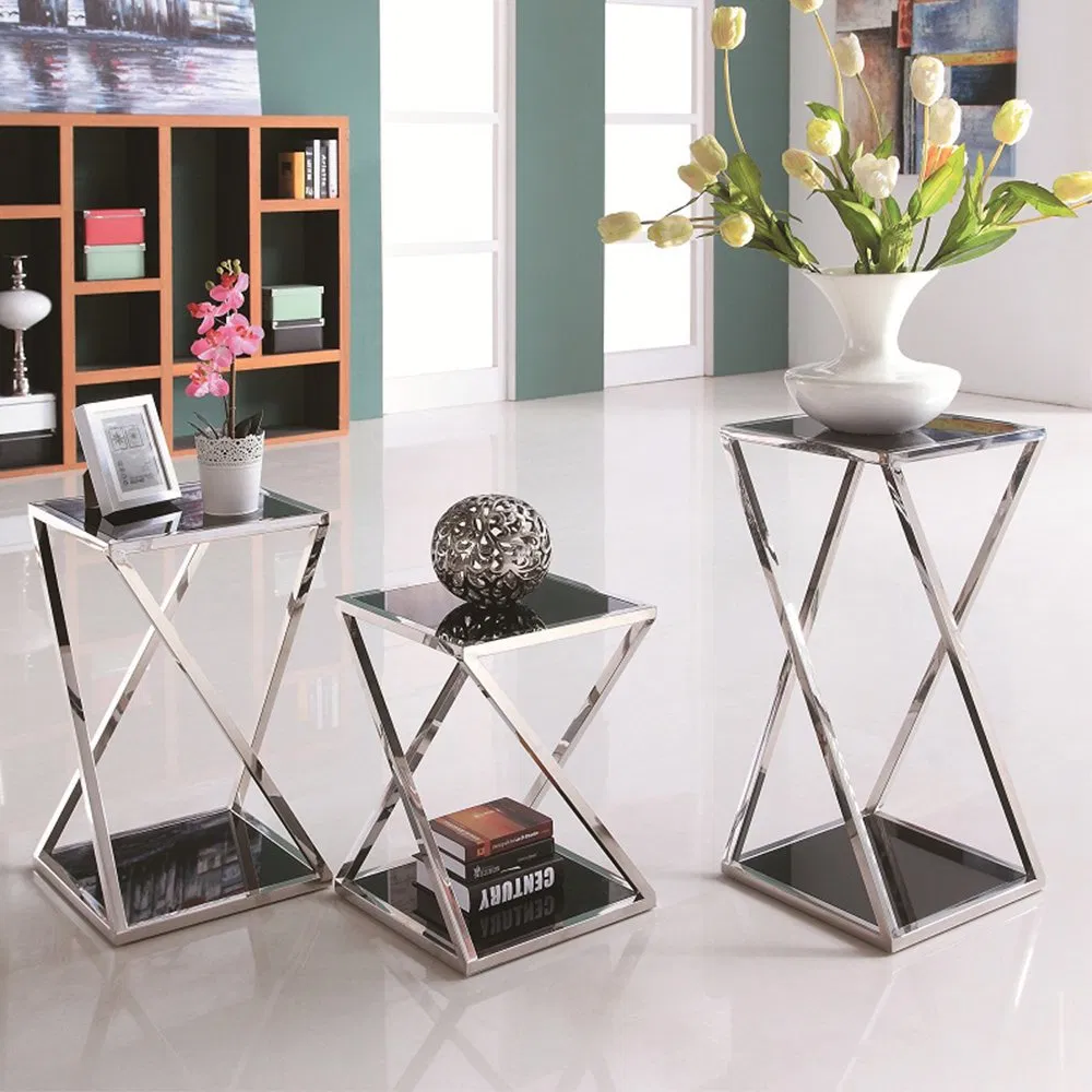 Standard Export Package Glass Sunlink Gold Flower Stand Steel Table