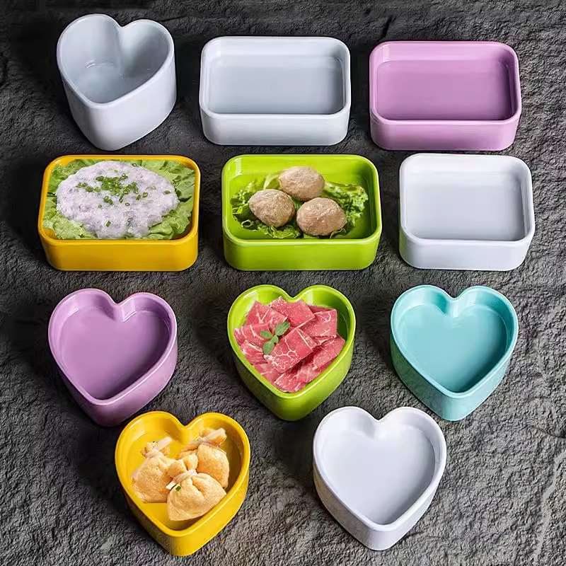 Heart Shape Mini Bowl Sauce Salad Dish Square Pudding Dessert Bowls