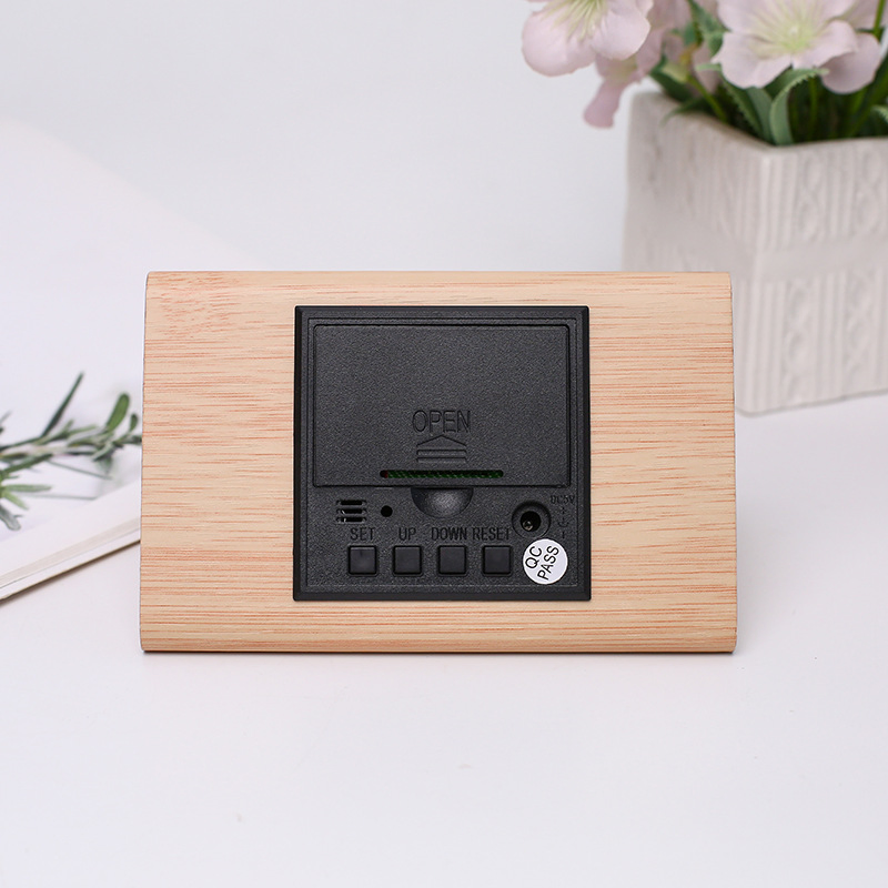 Wooden LED Electronic Clock Table Pendant Digital Luminous Silent Desktop Bedside Alarm