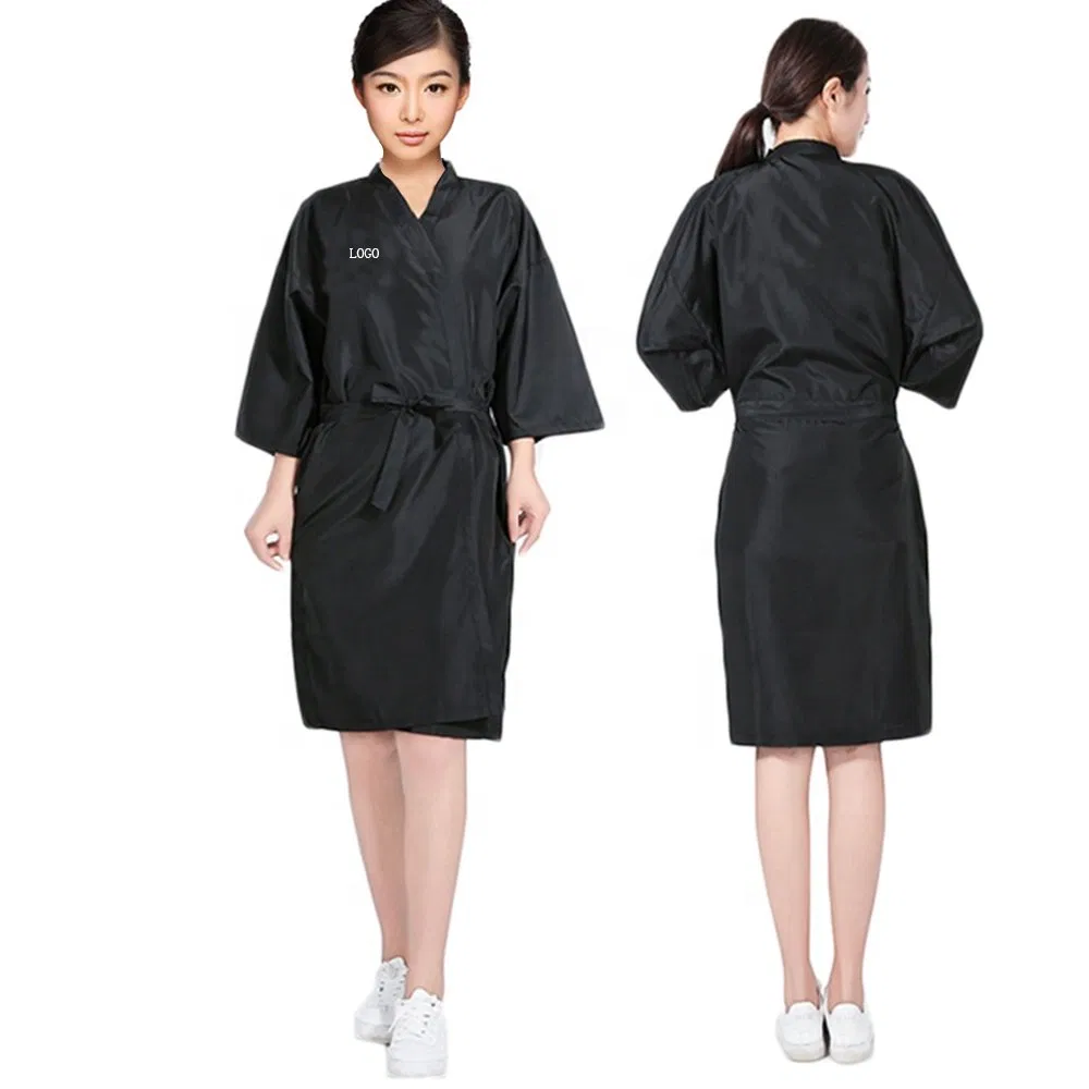 Custom Logo Printed Polyester Salon Barber Hairdressing Wholesale Waterproof Cutting Black Apron