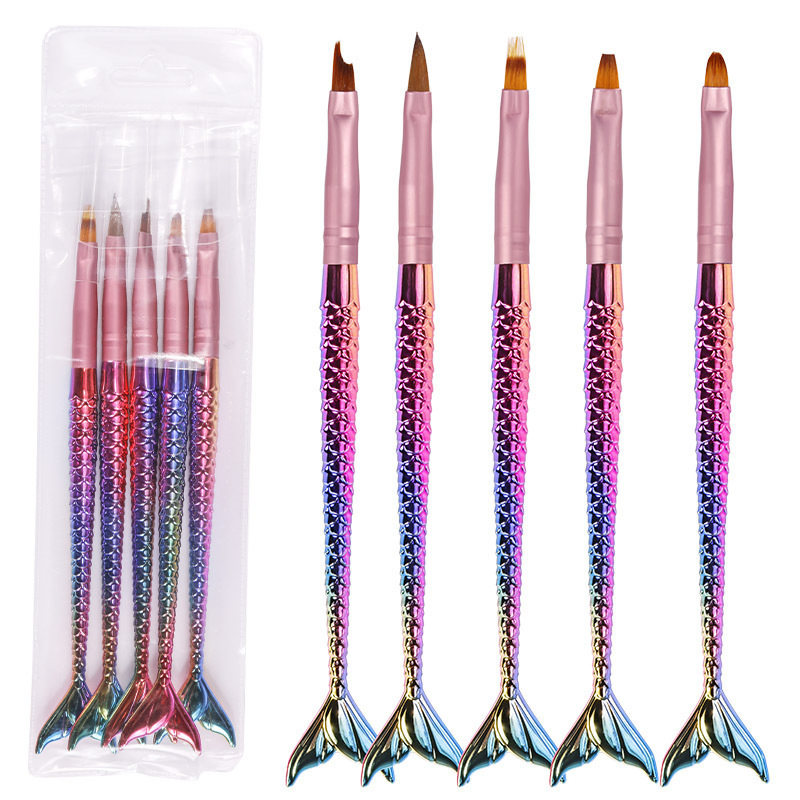 Nail Art Tools Mermaid Fish Shape Painting Drawing Gradient Nail Brush