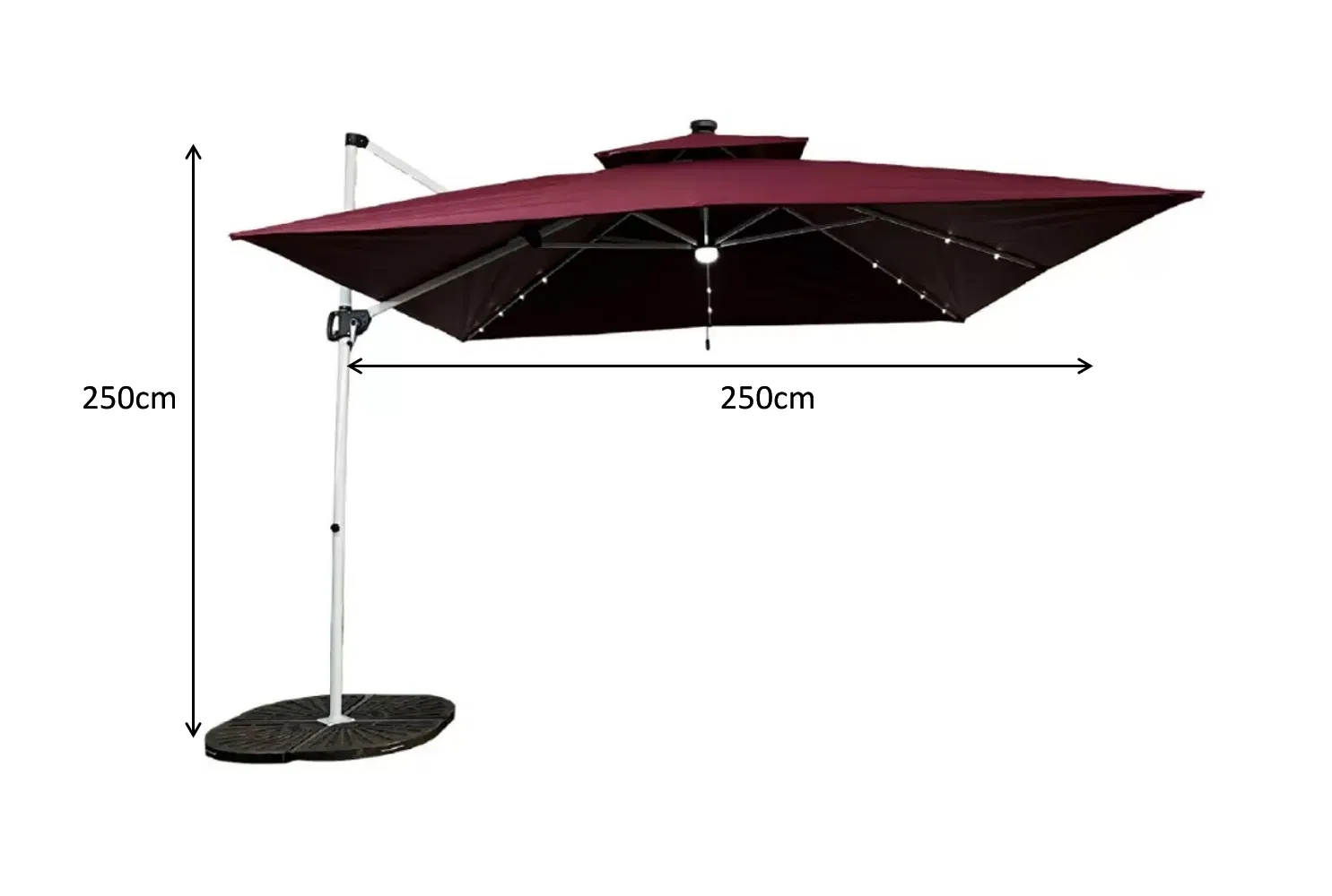 Римский зонт для двора 2.5x2.5 м, алюминиевая стойка