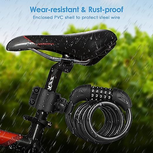 Keyless Silicone Bike Security Lock Combination Chain Bicycle Cable