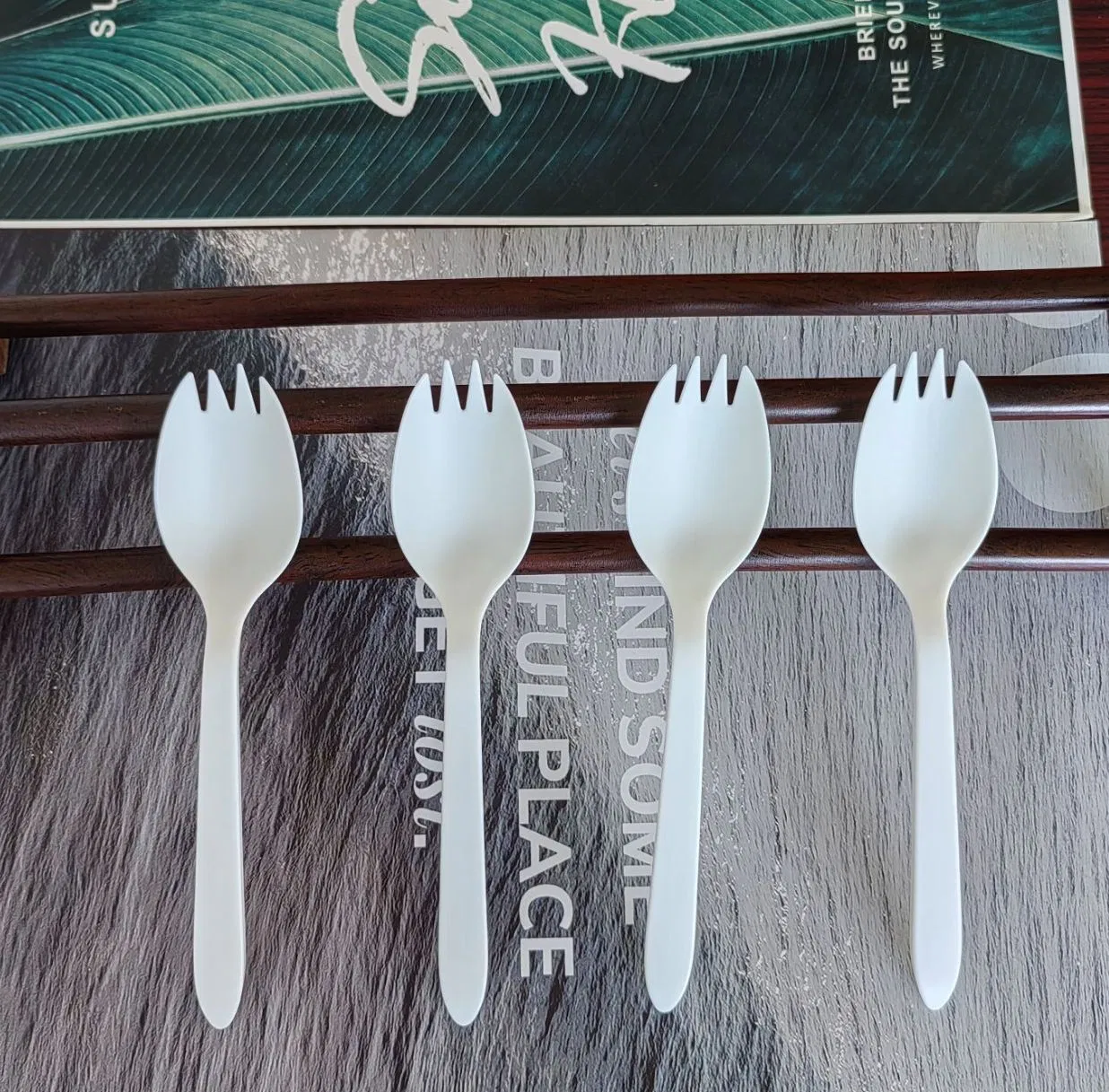 Hot Sale Compostable Biodegradable Cutlery Set Dessert Spoon 6" Cpla Sustainable Spork