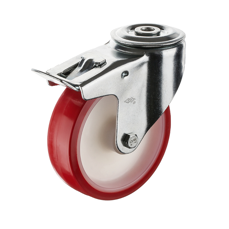 80mm Swivel Bolt Hole with Brake PU Castor