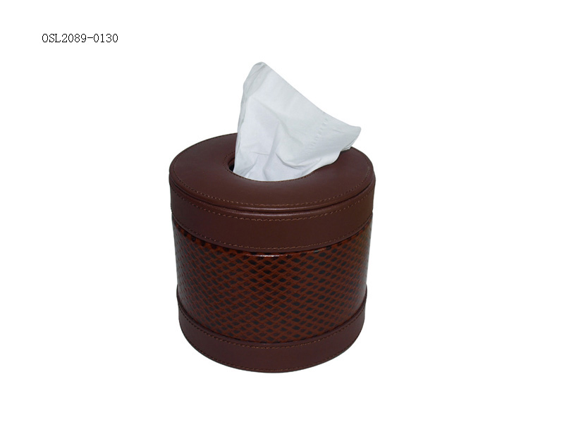 China Factory Custom PU Leather Hotel Office Supplies Tissue Box