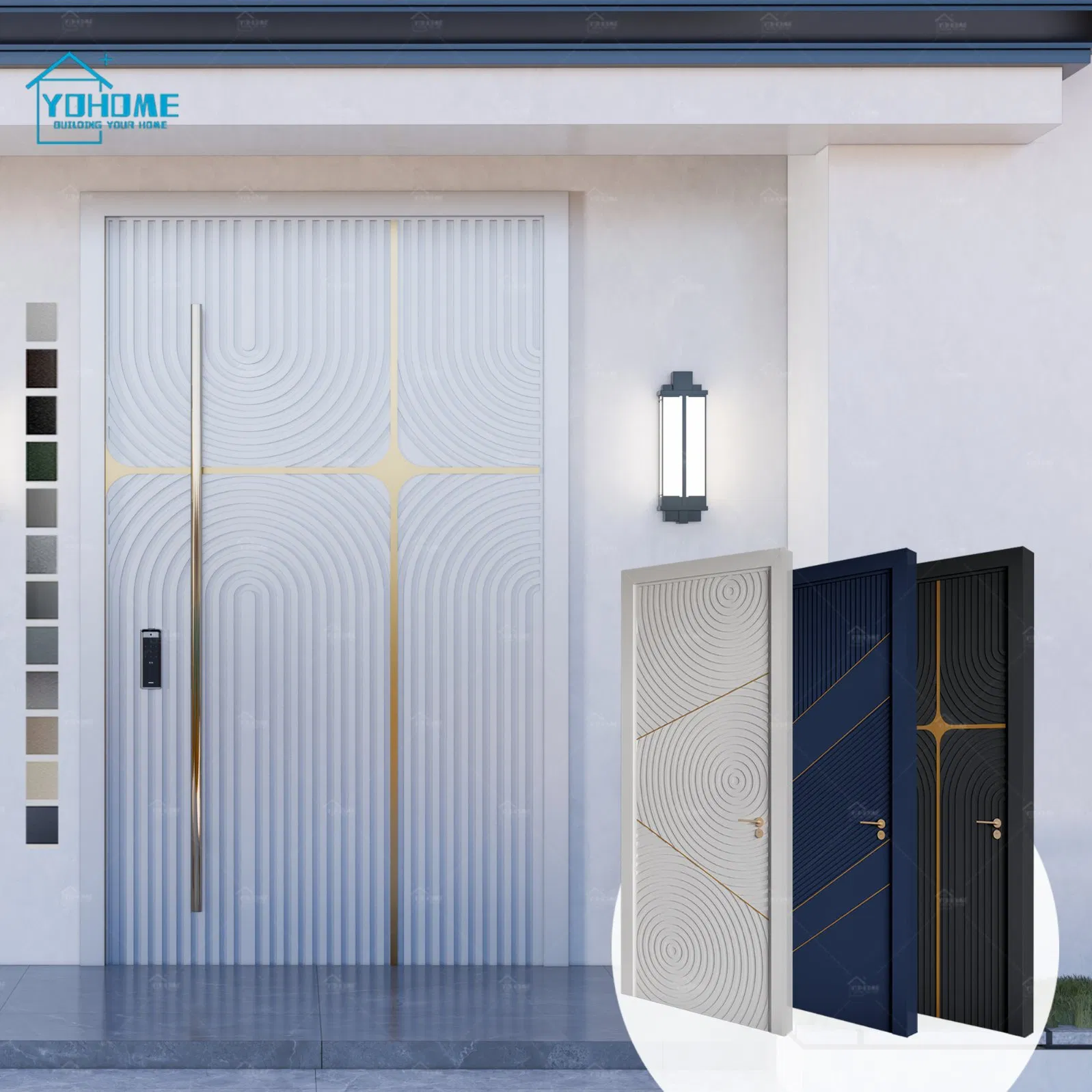 Минималистичная поворотная дверь Yohome из алюминия, матовый черный