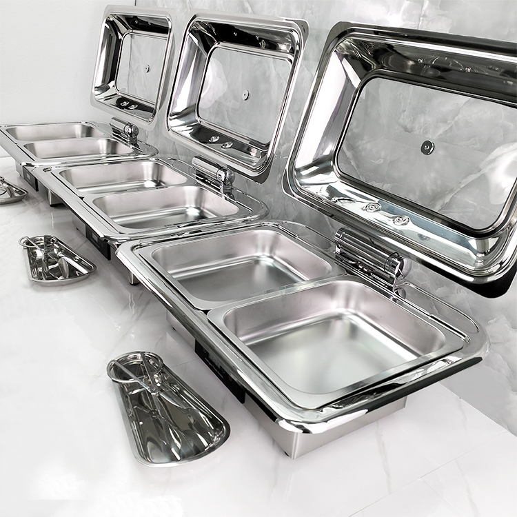 Sliver Electric Heating Stainless Steel Chafing Dish Buffet Food Warmer Buffet Stove for Hotel