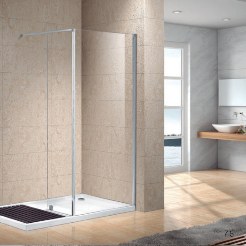 Walk-in Shower Enclosure Two Fixed Panels Shower Glass Door