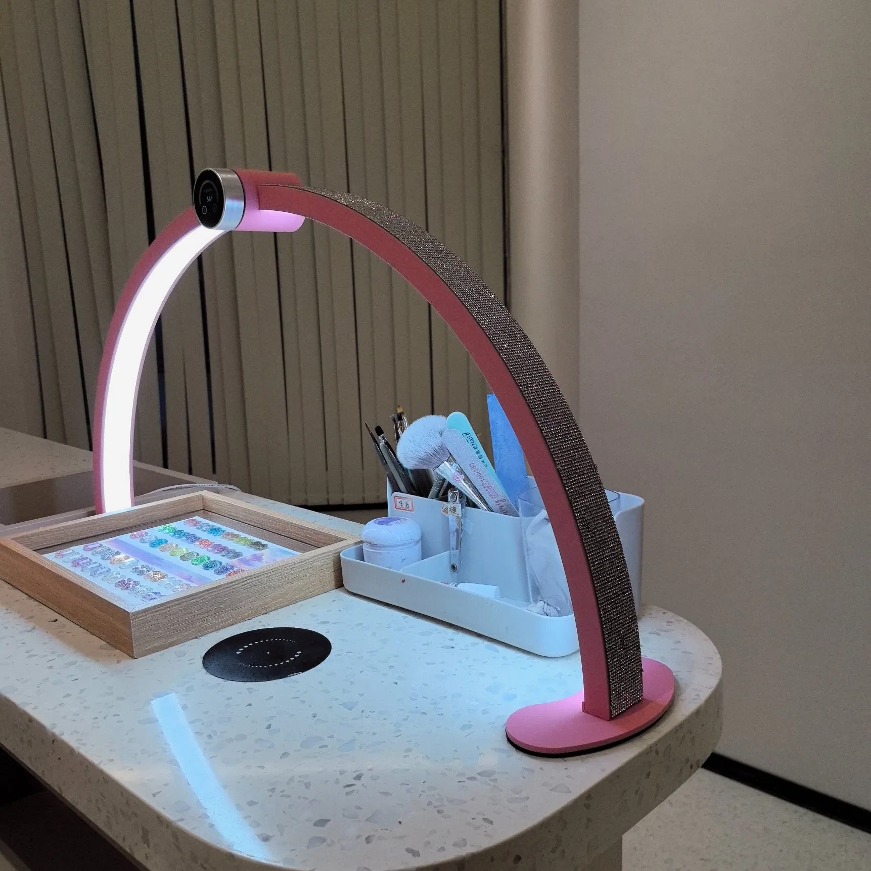 LED Half Moon Nail Desk Lamp for Nail Tech with Countdown Function