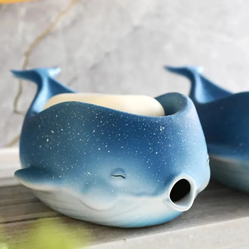 Ceramic Dolphin Shaped Soap Dish Keep Soap Dry Porcelain Soap Holder